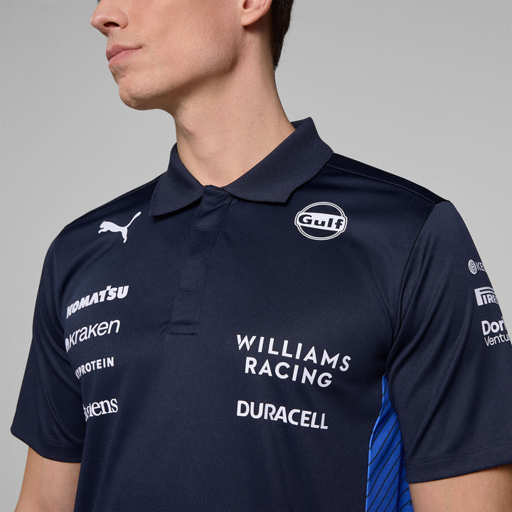 Camiseta Polo Atlassian Williams Racing Oficial 2025 Detalle Frente