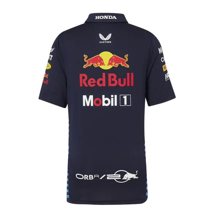 Camiseta Polo Infantil Red Bull Racing Oficial 2024 Atras