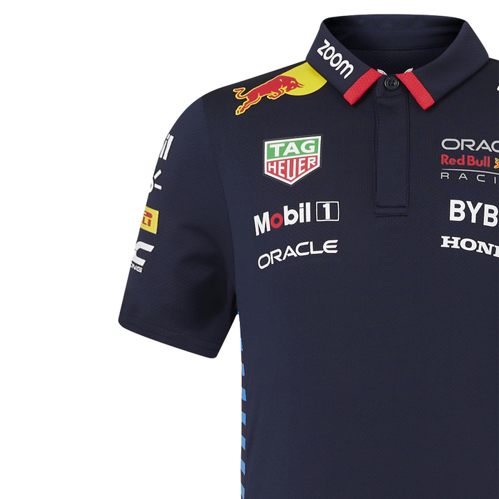 Camiseta Polo Infantil Red Bull Racing Oficial 2024 Hombro Der