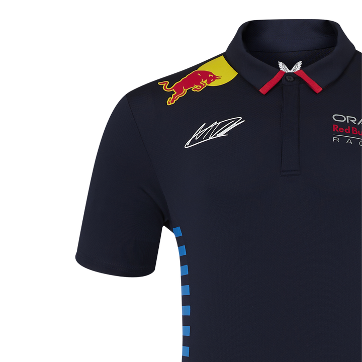Camiseta Polo Red Bull Racing Max Verstappen Oficial 2024 Hombro Derecho