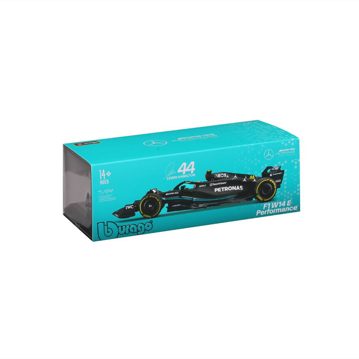 Carro F1 Escala Lewis Hamilton Mercedes AMG Petronas W14 1:24 Monoplaza Caja