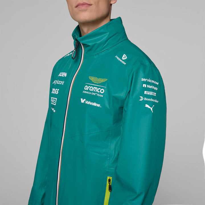 Chamarra Impermeable Aston Martin Oficial 2025 Detalle Frente