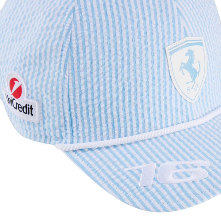 Gorra Ferrari Charles Leclerc GP Mónaco Oficial 2025 Detalle Logo