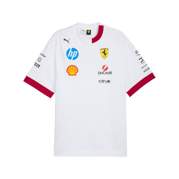 Playera Blanca Oversized Ferrari Oficial 2025