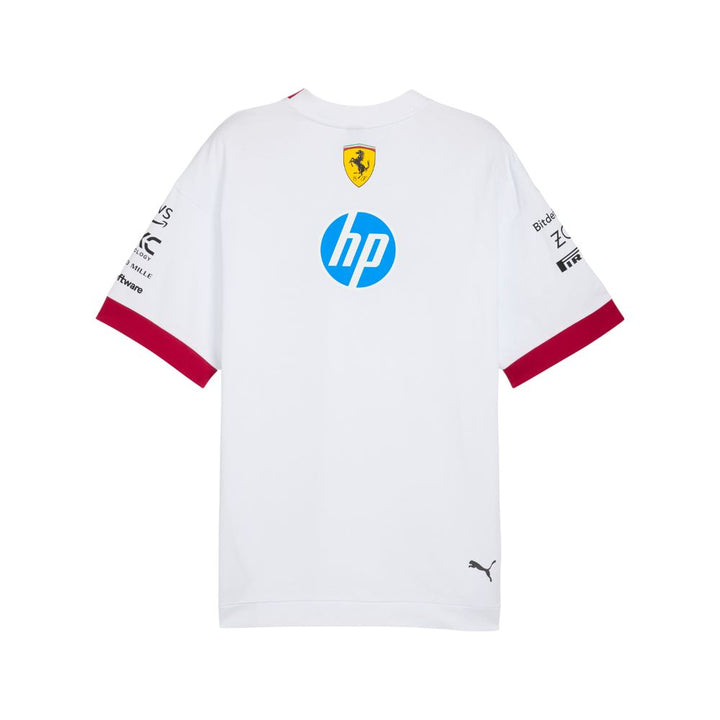 Playera Blanca Oversized Ferrari Oficial 2025 Espalda
