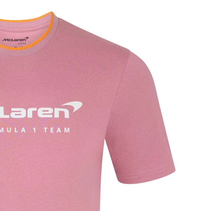 Playera Rosa McLaren Logo Manga Izquierda