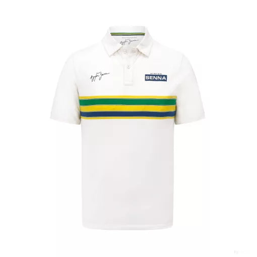 Ayrton Senna Polo Blanca Rayas